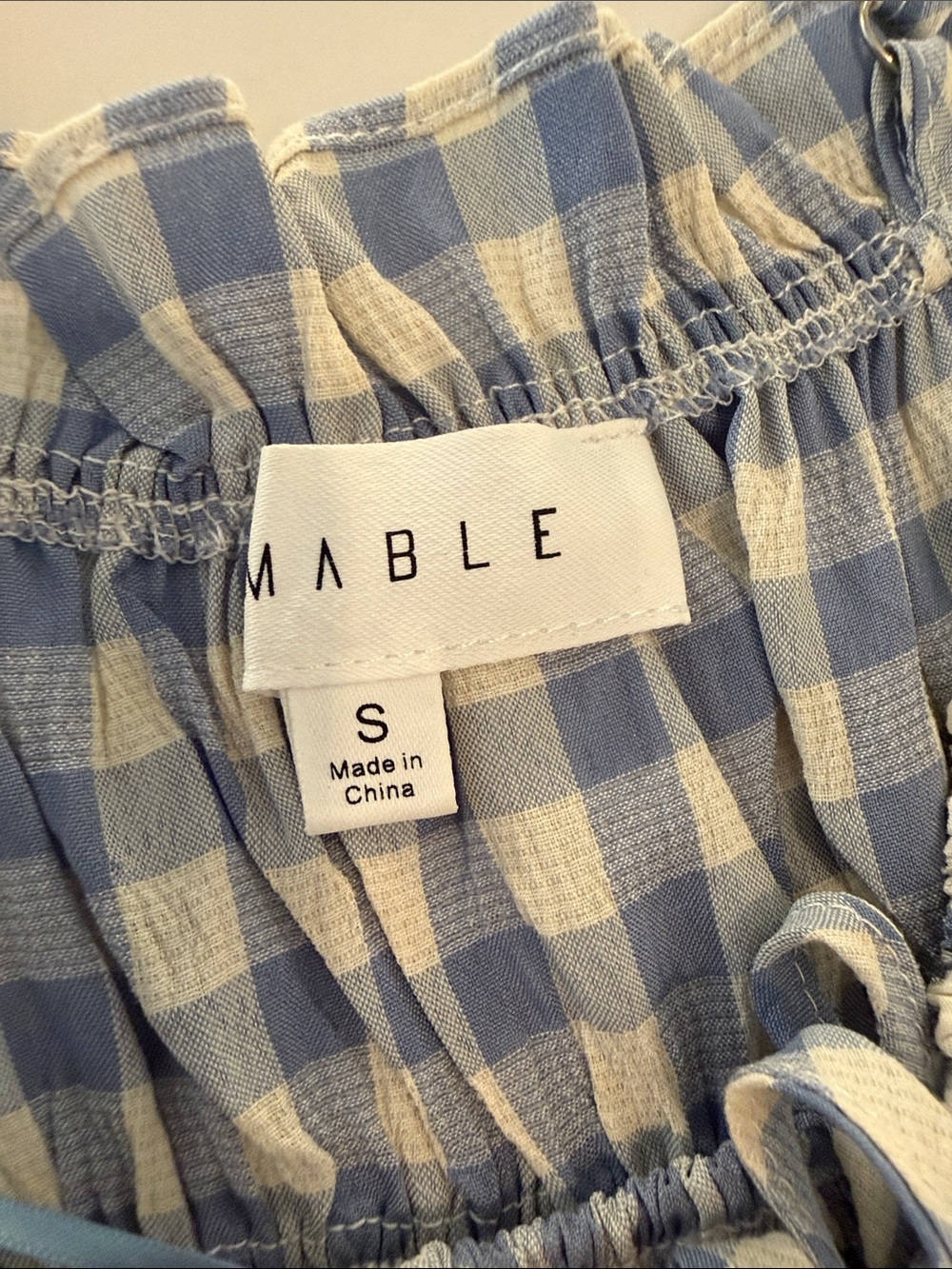 Blue Gingham Ruffle Mini Dress with Spaghetti Straps - Picture 3 of 6